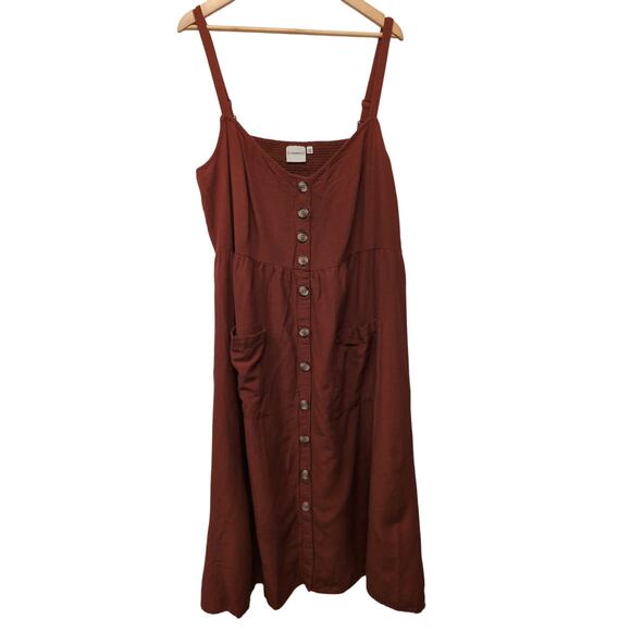 Junarose Terracotta Sleeveless Button-Front Midi Dress Summer Coastal Cowgirl - Picture 1 of 5